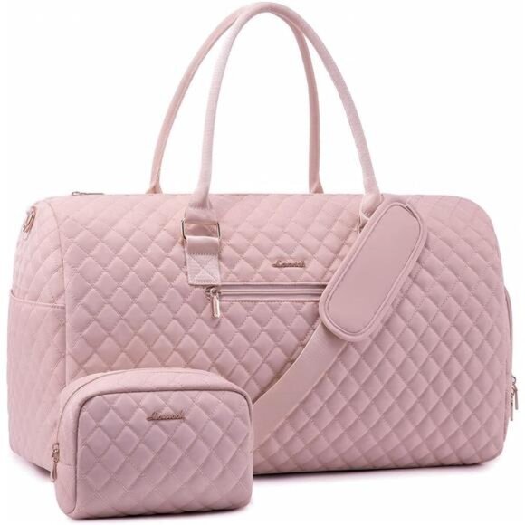 Duffle Bag with Shoe Compartment, Pink - Picture 1 of 6